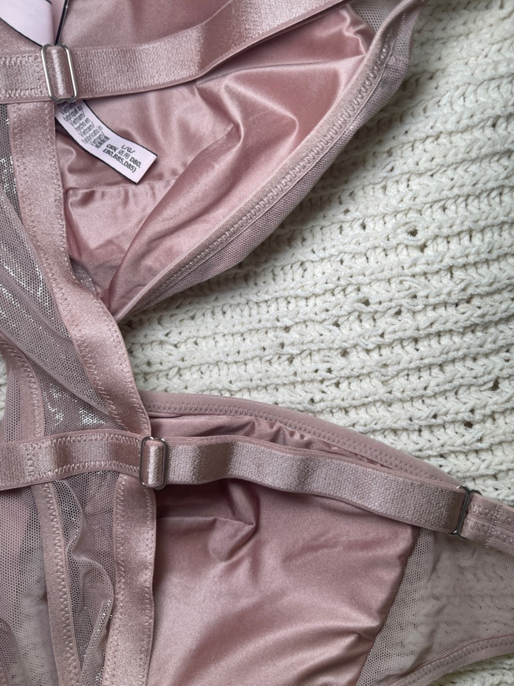 Sheer Shimmer Triangle Bralette in Dusty Rose - Picture 8 of 8